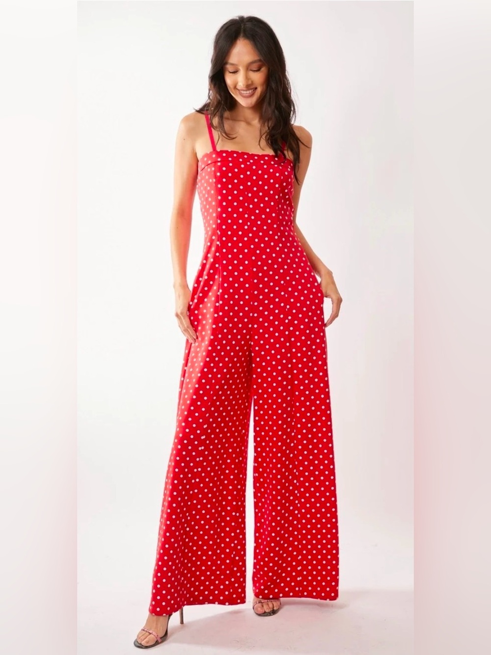 Davi & Dani red polka dot romper